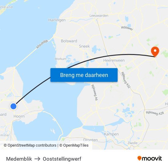 Medemblik to Ooststellingwerf map