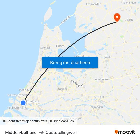 Midden-Delfland to Ooststellingwerf map