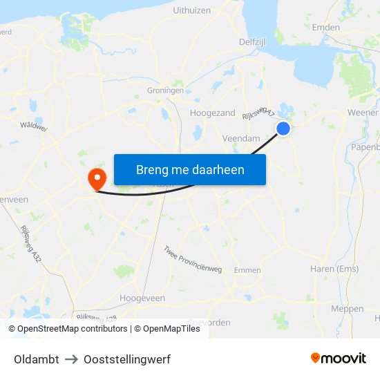 Oldambt to Ooststellingwerf map