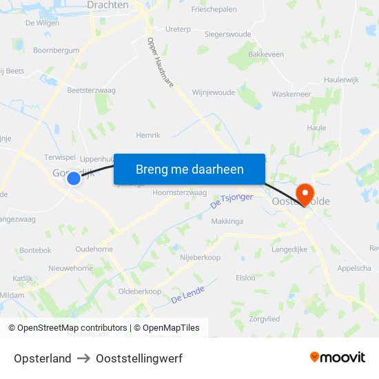 Opsterland to Ooststellingwerf map