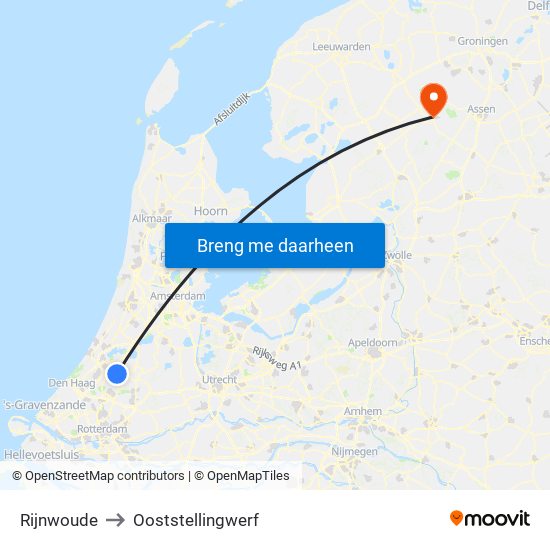 Rijnwoude to Ooststellingwerf map