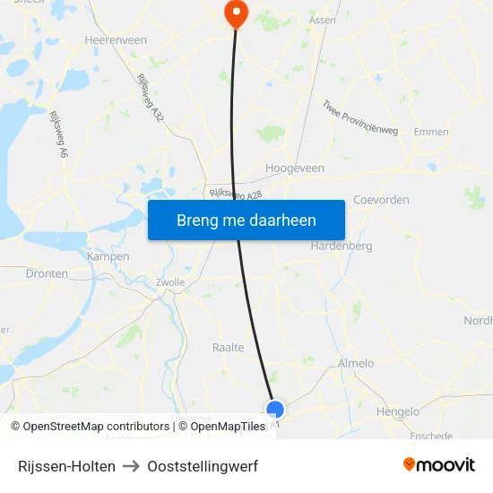 Rijssen-Holten to Ooststellingwerf map