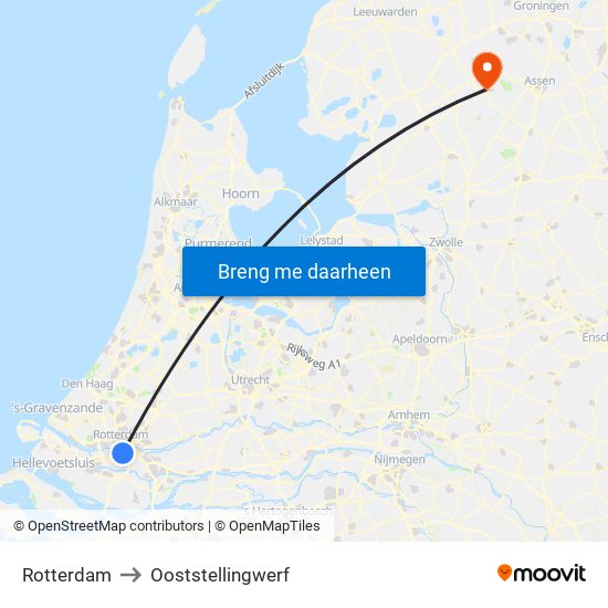 Rotterdam to Ooststellingwerf map