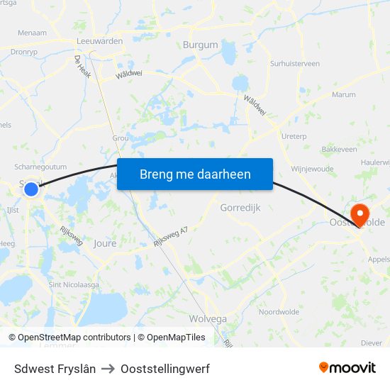 Sdwest Fryslân to Ooststellingwerf map