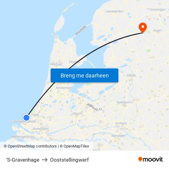 'S-Gravenhage to Ooststellingwerf map