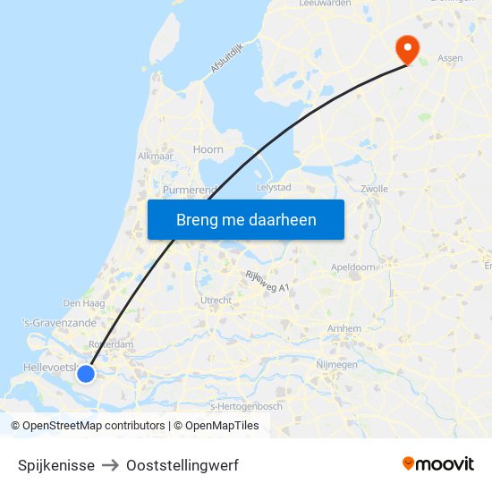 Spijkenisse to Ooststellingwerf map