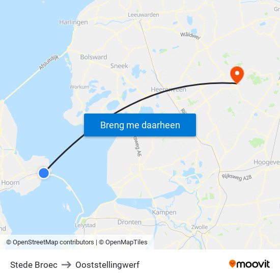 Stede Broec to Ooststellingwerf map