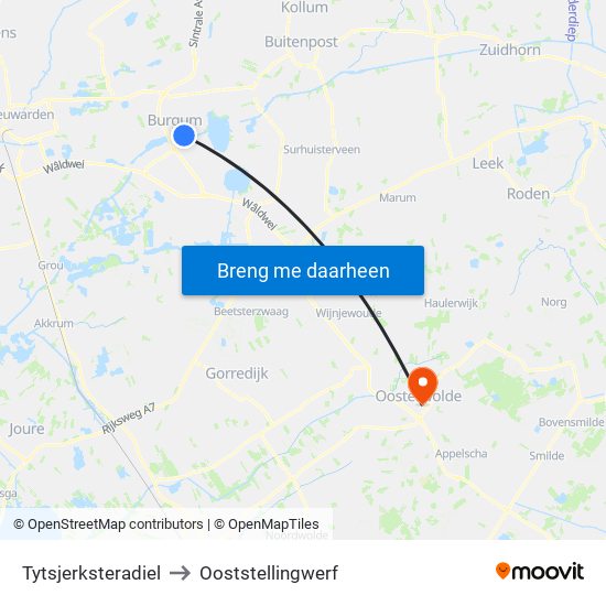 Tytsjerksteradiel to Ooststellingwerf map