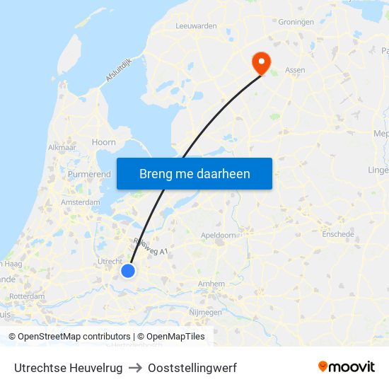 Utrechtse Heuvelrug to Ooststellingwerf map