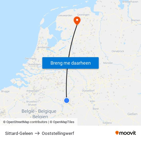 Sittard-Geleen to Ooststellingwerf map