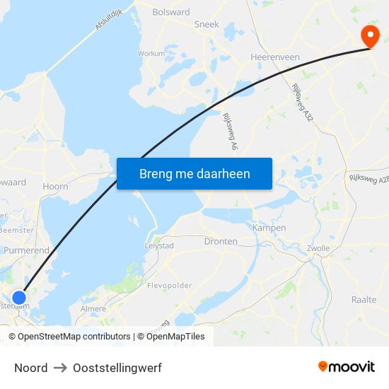 Noord to Ooststellingwerf map