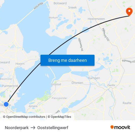 Noorderpark to Ooststellingwerf map