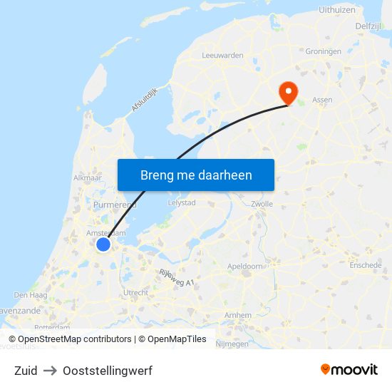 Zuid to Ooststellingwerf map