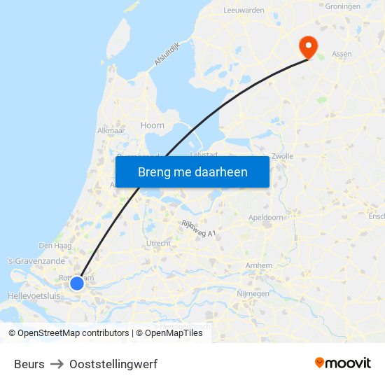 Beurs to Ooststellingwerf map