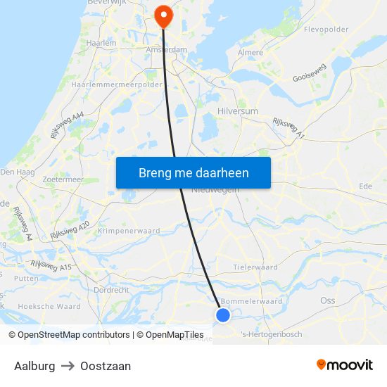 Aalburg to Oostzaan map