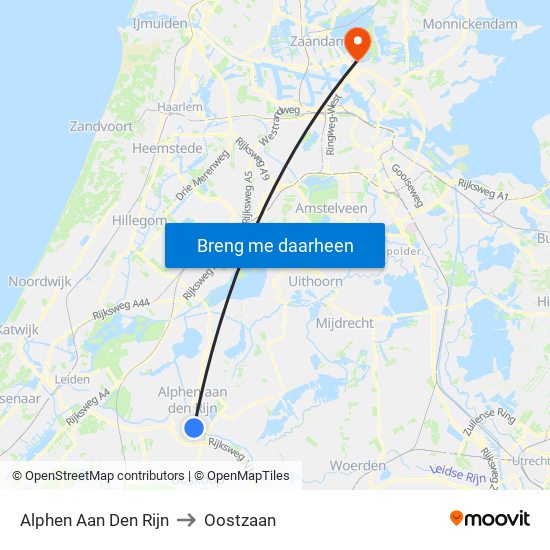 Alphen Aan Den Rijn to Oostzaan map