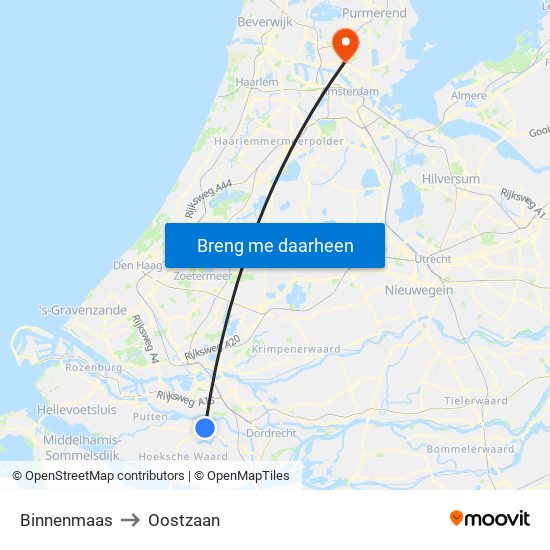 Binnenmaas to Oostzaan map