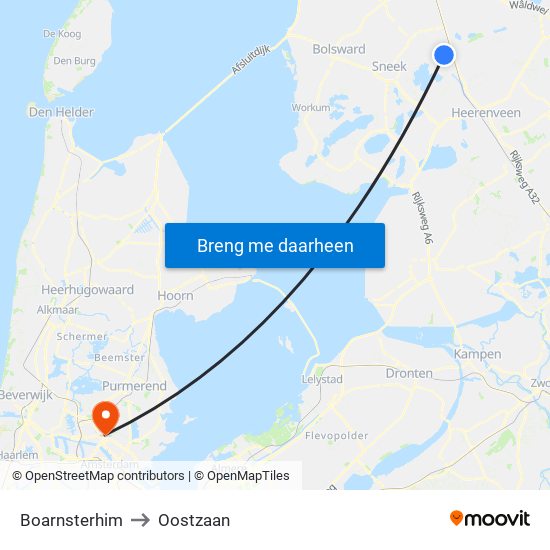 Boarnsterhim to Oostzaan map