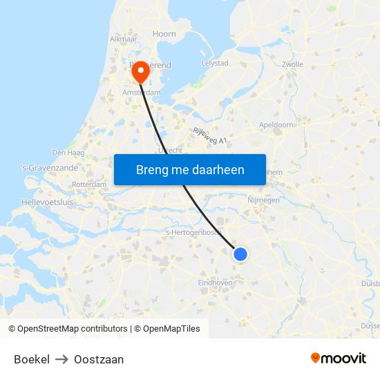 Boekel to Oostzaan map