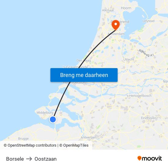 Borsele to Oostzaan map