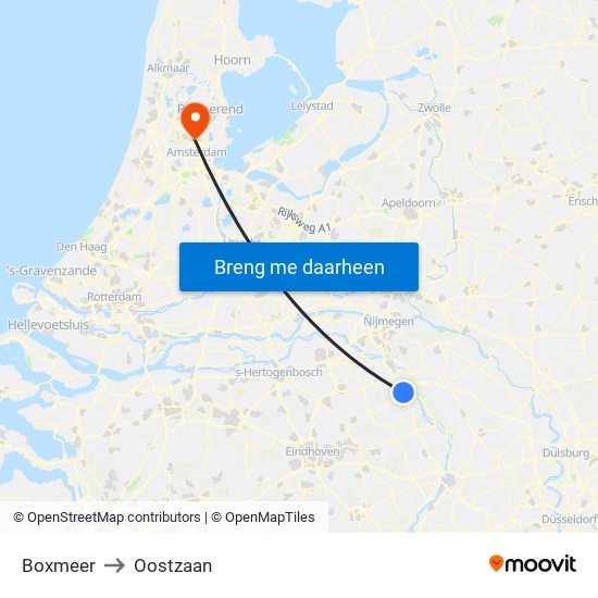 Boxmeer to Oostzaan map