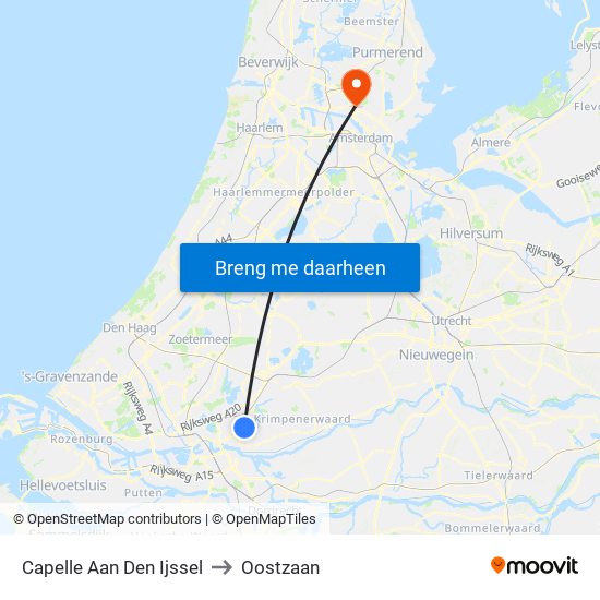 Capelle Aan Den Ijssel to Oostzaan map