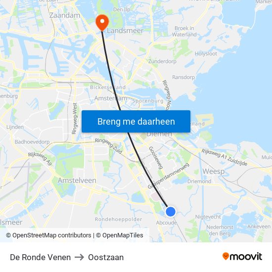 De Ronde Venen to Oostzaan map