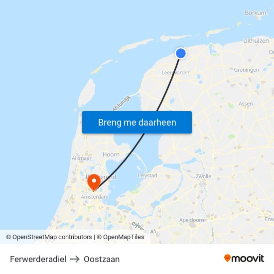 Ferwerderadiel to Oostzaan map