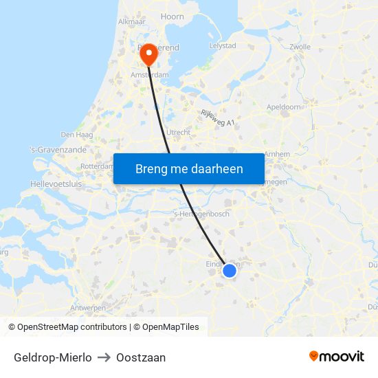 Geldrop-Mierlo to Oostzaan map
