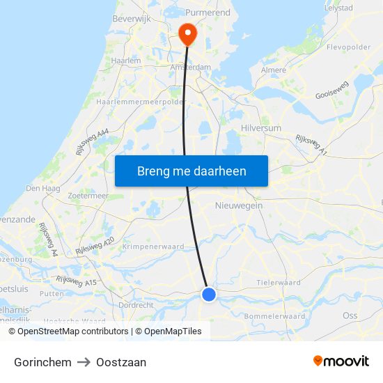 Gorinchem to Oostzaan map