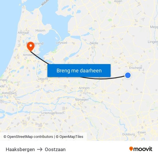 Haaksbergen to Oostzaan map