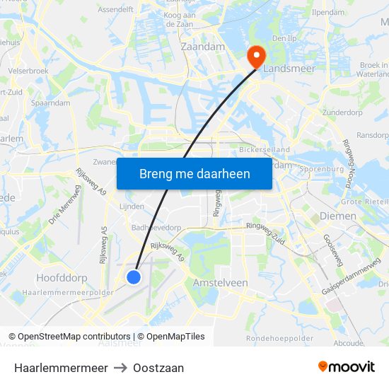 Haarlemmermeer to Oostzaan map