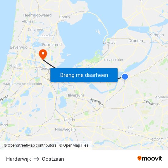 Harderwijk to Oostzaan map