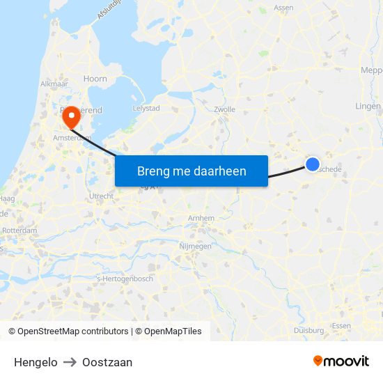 Hengelo to Oostzaan map
