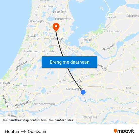 Houten to Oostzaan map