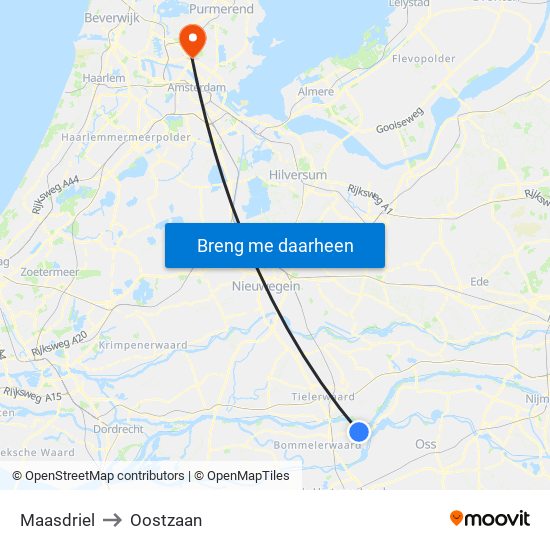Maasdriel to Oostzaan map