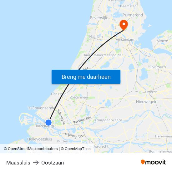 Maassluis to Oostzaan map