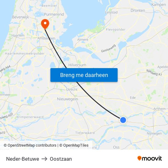 Neder-Betuwe to Oostzaan map