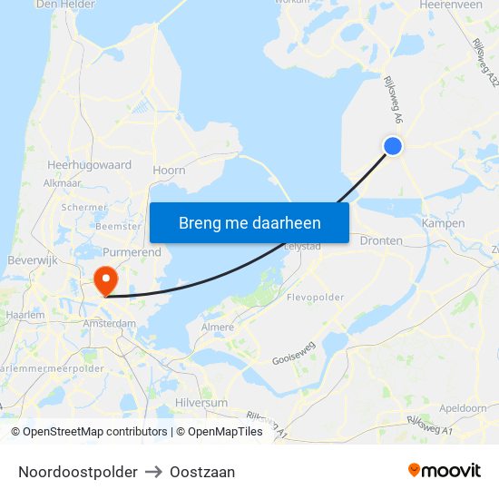 Noordoostpolder to Oostzaan map