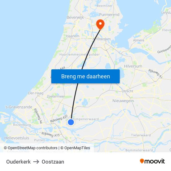 Ouderkerk to Oostzaan map