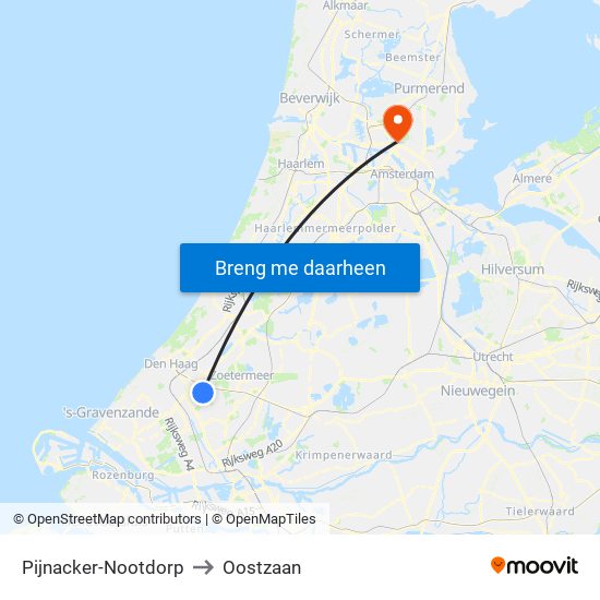 Pijnacker-Nootdorp to Oostzaan map