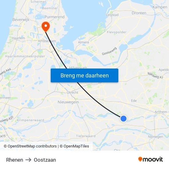 Rhenen to Oostzaan map