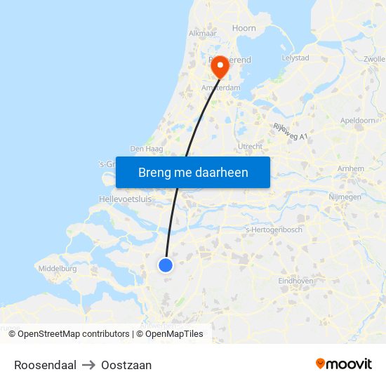 Roosendaal to Oostzaan map