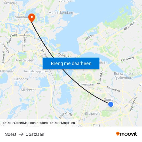 Soest to Oostzaan map