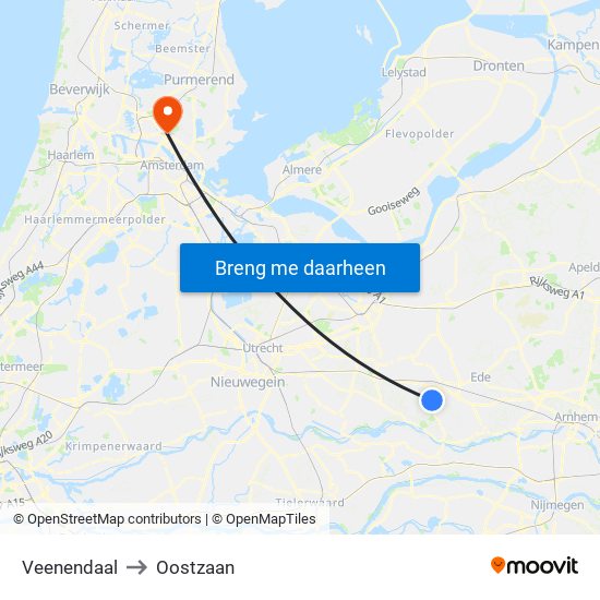 Veenendaal to Oostzaan map