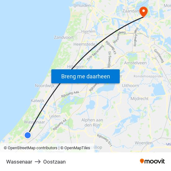 Wassenaar to Oostzaan map