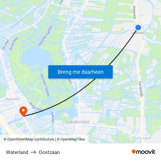 Waterland to Oostzaan map