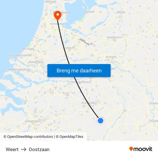 Weert to Oostzaan map
