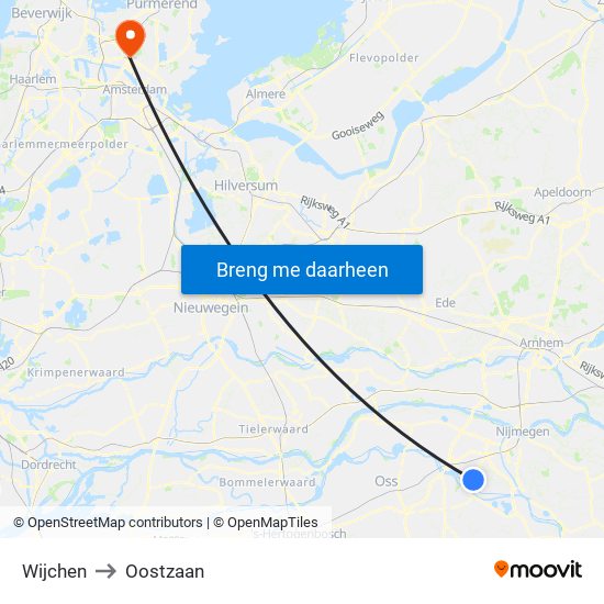 Wijchen to Oostzaan map