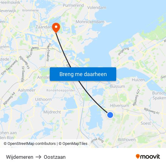 Wijdemeren to Oostzaan map